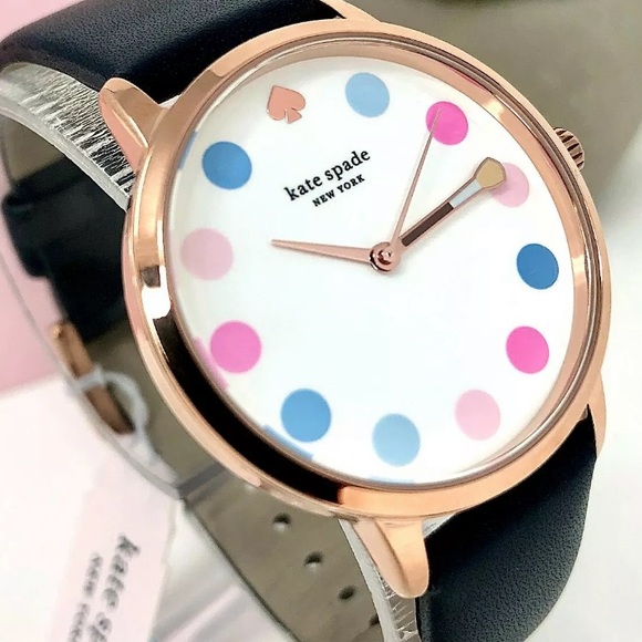 KATE SPADE NY Pink IP Blue Leather Metro Watch - Picture 3 of 6